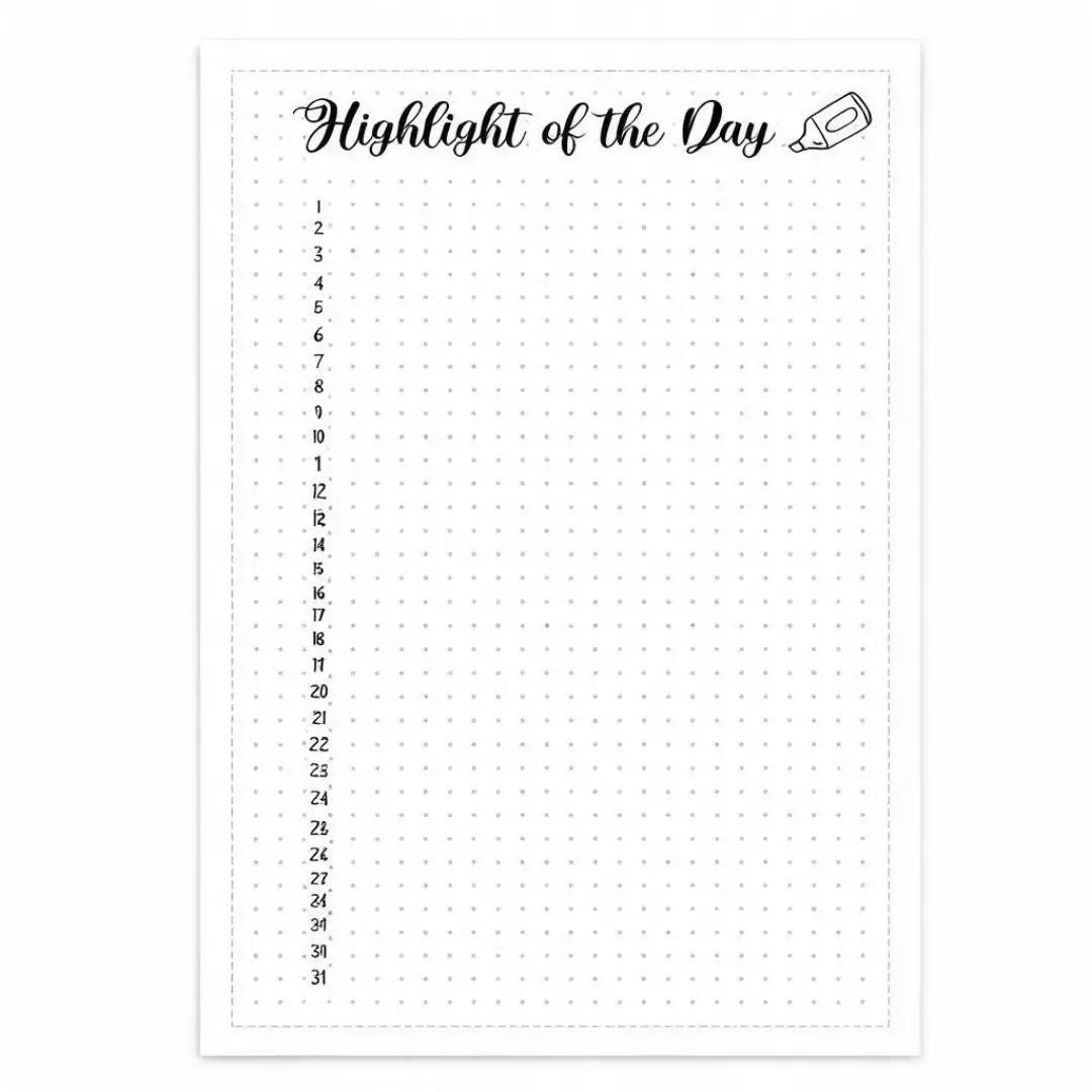 Straight-on view of the full uncut Highlight of the Day Journal Page sheet, every printed piece and the cut margin visible
